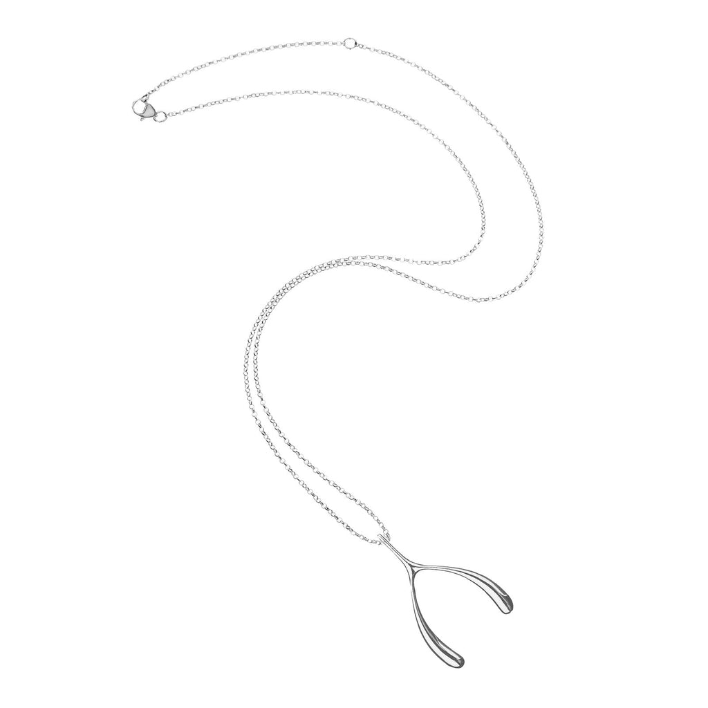 LUCKY Silver Wishbone Pendant